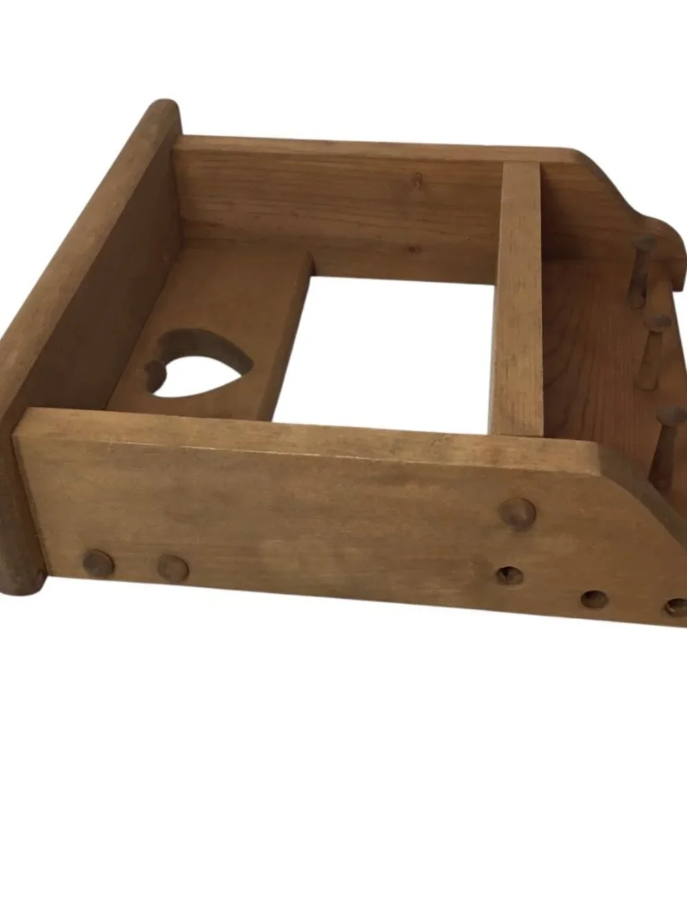 Vintage Wooden Heart Cutout Shelf w/Pegs Two Tier Cottagecore Farmhouse Country